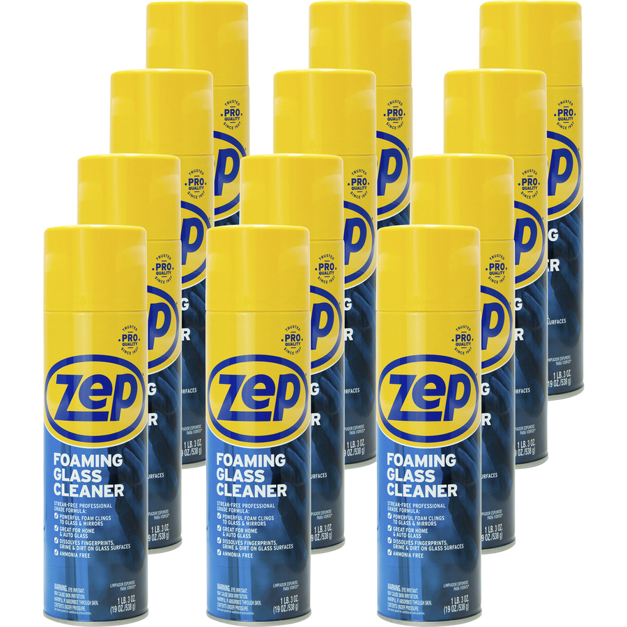 Zep Foaming Glass Cleaner - Foam Spray - 19 oz (1.19 lb) ZPEZUFGC19CT, ZPE  ZUFGC19CT - Office Supply Hut